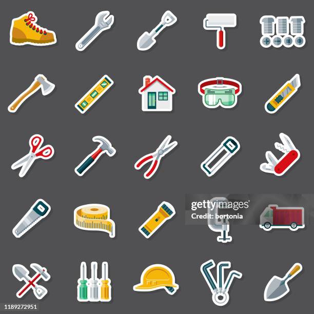 home improvement sticker set - pliers stock illustrations
