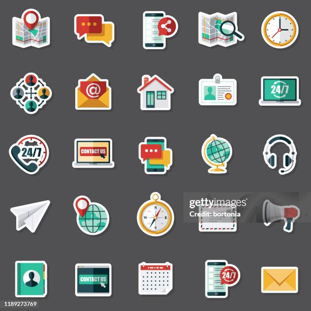 customer service sticker set - office phone stock illustrations