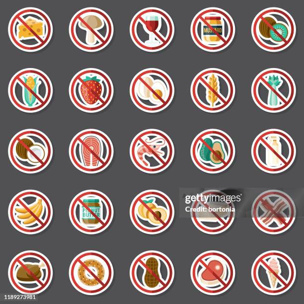 food allergies sticker set - kosher symbol clip art stock illustrations