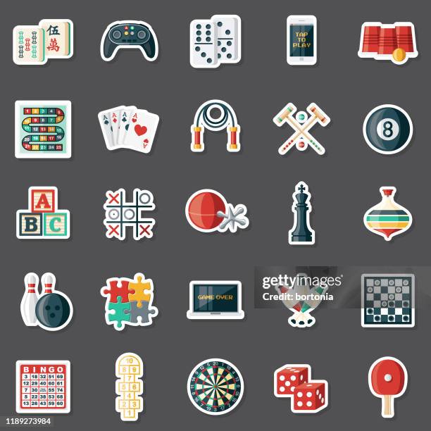 games sticker set - queen-chess-piece-clip-art stock illustrations