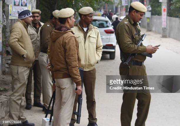 Police presence as members of the Muslim community gather for a peaceful protest against the Citizenship Amendment Act and NRC, at Gurugram Eidgah,...