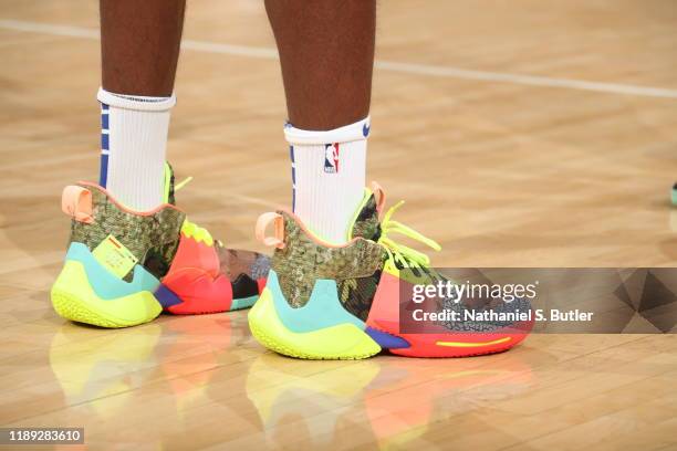 December 17: The sneakers of Assistant Coach, Royal Ivey, of the New York Knicks prior to a game against the Atlanta Hawks on December 17, 2019 at...