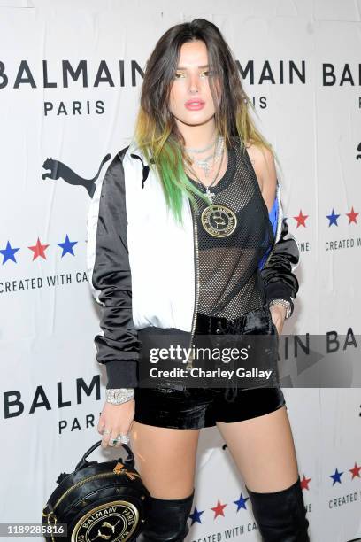 Bella Thorne attends PUMA x Balmain created with Cara Delevingne LA Launch Event at Milk Studios on November 21, 2019 in Los Angeles, California.