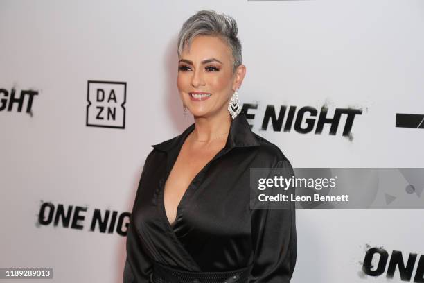 Claudia Trejos attends Premiere Of "One Night: Joshua Vs. Ruiz" at Writers Guild Theater on November 21, 2019 in Beverly Hills, California.