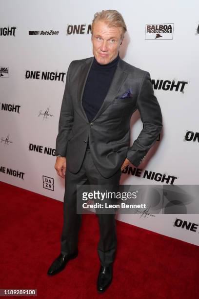 Dolph Lundgren attends Premiere Of "One Night: Joshua Vs. Ruiz" at Writers Guild Theater on November 21, 2019 in Beverly Hills, California.