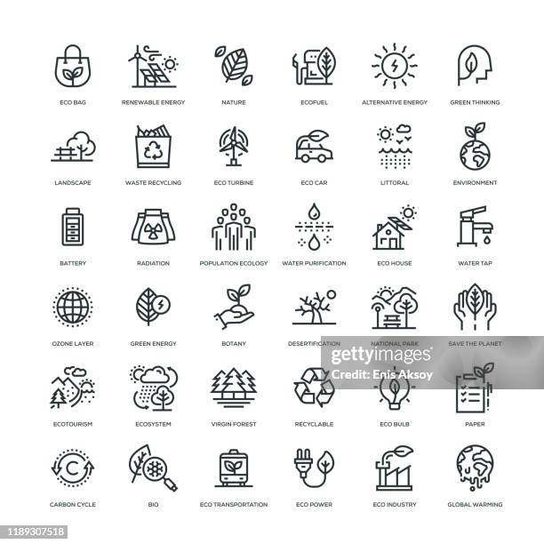 ecology icon set - water energy stock illustrations