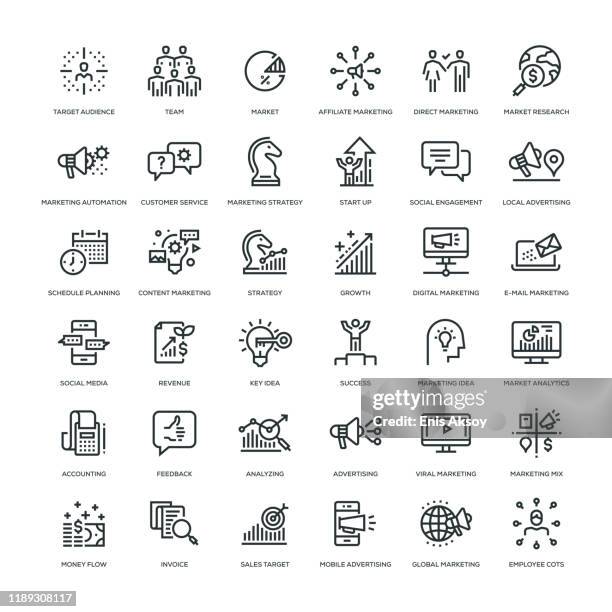 marketing icon set - automation stock illustrations