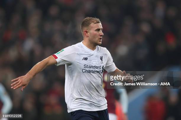 Herbie Kane of Liverpool during the Carabao Cup Quarter Final match between Aston Villa and Liverpool FC at Villa Park on December 17, 2019 in...