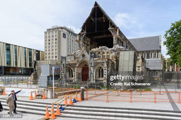 Prince Charles, Prince of Wales visits the Christchurch Cathedral site on November 22, 2019 in Christchurch, New Zealand. The Prince of Wales and...