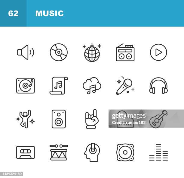 ミュージックラインアイコン。編集可能なストローク。ピクセルパーフェクト。モバイルおよび web 用。スピーカー、オーディオ、音楽プレーヤー、音楽ストリーミング、ダンス、パーティ� - ラジカセ点のイラスト素材／クリップアート素材／マンガ素材／アイコン素材