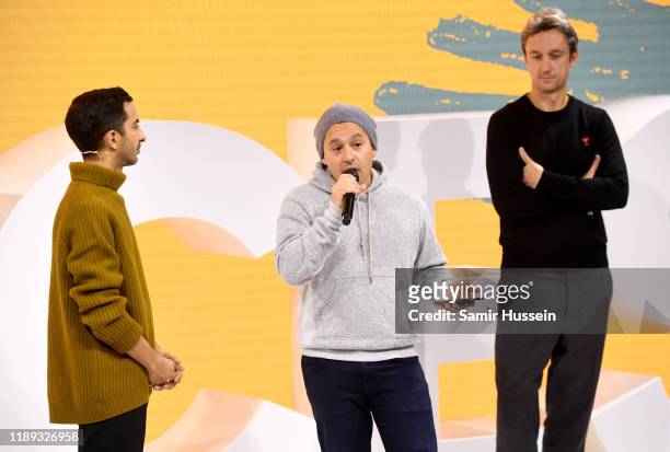 Imran Amed, Harley Finkelstein and Nicolas Santi-Weil speak during #BoFVOICES on November 21, 2019 in Oxfordshire, England.