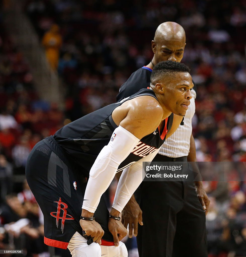 Westbrook Rockets Russell Westbrook of the Houston Rockets during game action against ...
