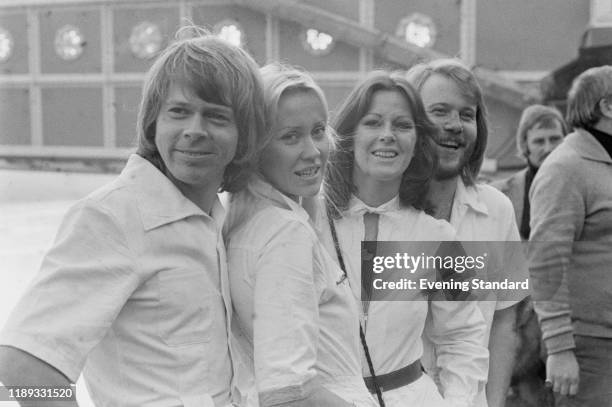 Swedish pop group ABBA, UK, 16th November 1976; they are Björn Ulvaeus, Agnetha Fältskog, Anni-Frid Lyngstad , and Benny Andersson.