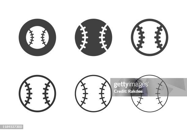 stockillustraties, clipart, cartoons en iconen met honkbal bal icons-multi serie - softball