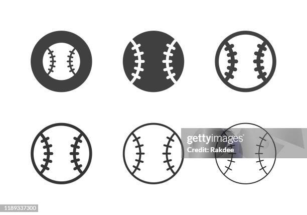 baseball ball icons - multi series - softball sport stock illustrations
