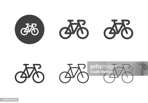 illustrazioni stock, clip art, cartoni animati e icone di tendenza di icone delle biciclette da corsa - serie multi - evento ciclistico