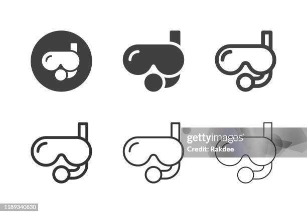 scuba mask icons - multi series - snorkel stock illustrations