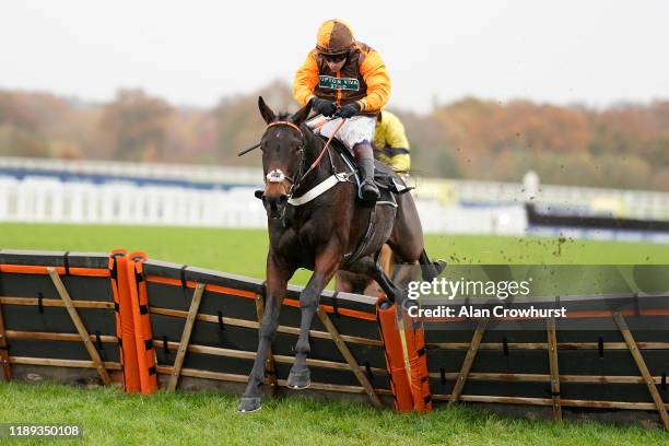 Sam Waley-Cohen riding Igor clear the last to win The Zeelo 'National Hunt' Maiden Hurdle at Ascot Racecourse on November 22, 2019 in Ascot, England.