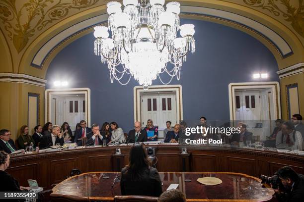 The House Rules Committee hears final comments before voting during a hearing on the impeachment of President Donald Trump on December 17, 2019 in...