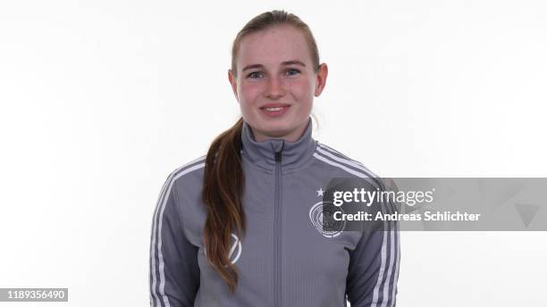 Sabrina Fischer pose during the Germany U15 Girls Team Presentation on October 21, 2019 in Schaffhausen, Switzerland.