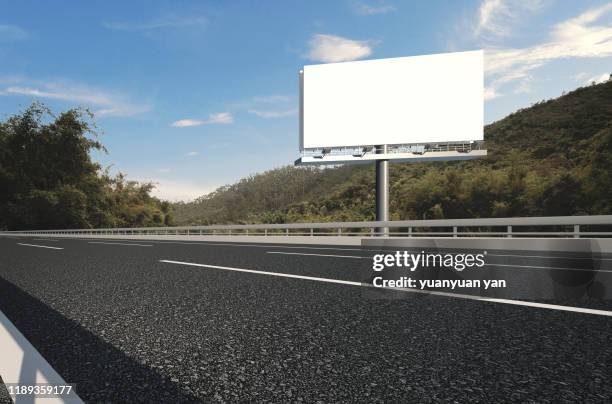 3d rendering illustration highway background - billboard highway stock-fotos und bilder