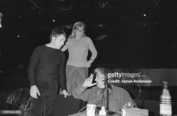 Vladimir Vysotsky , a Russian anti-establishment actor, poet, songwriter and singer, at a rehearsal of Shakespeare's Hamlet with Russian stage...