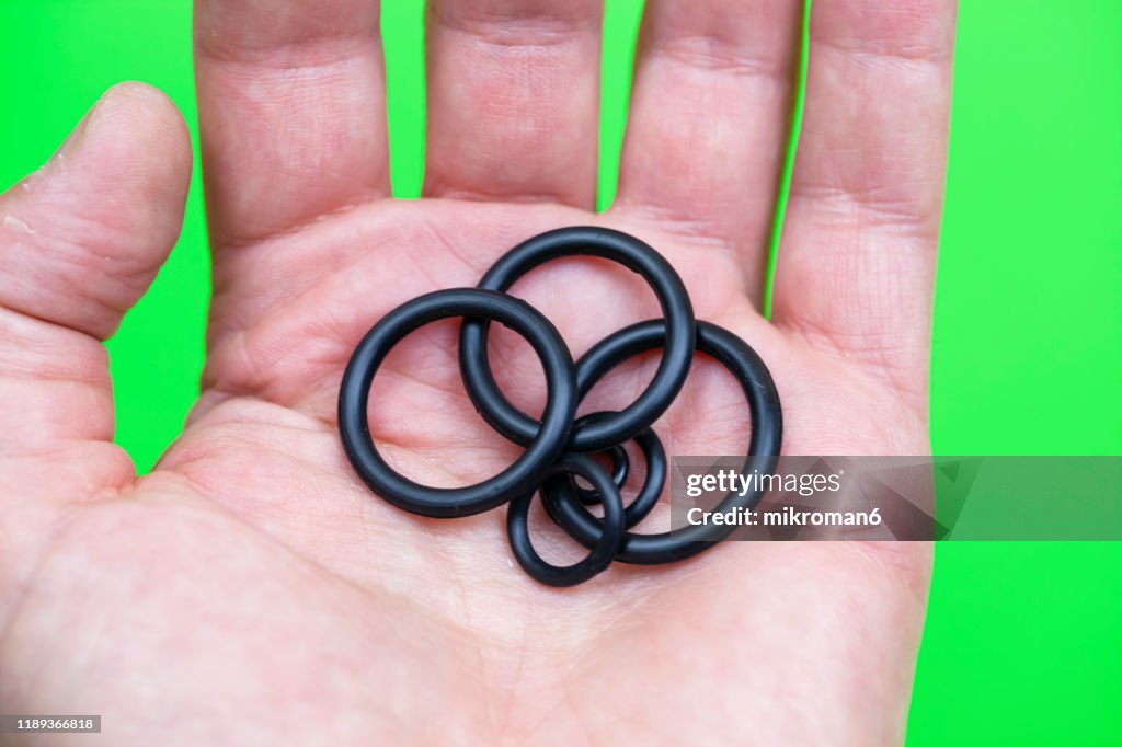 Various black rubber sealing rings. Rubber O Rings, washers