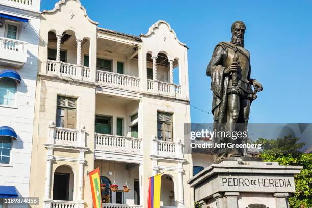 Cartagena, Plaza de los Coches, statue of city founder, Pedro de Heredia.