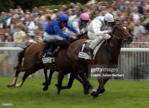 Proudwings ridden by Cristophe Soumillon cross the line first at Deauville during The Prix Jacques Le Marois before the stewards awarded the race to...