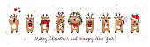 Funny christmas deers. Vector banner.