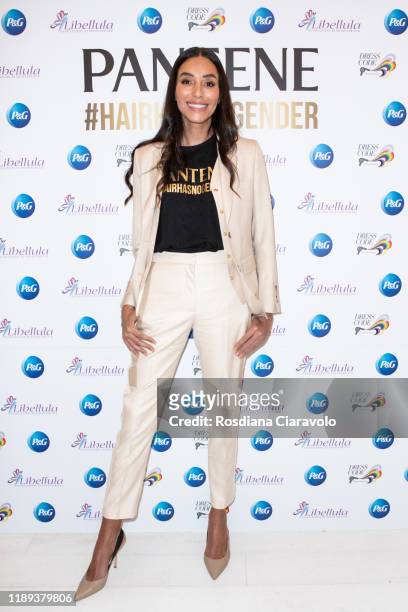 Super Model and Pantene Ambassador Lea T attends the Pantene "HairHasNoGender" press conference on November 22, 2019 in Milan, Italy.