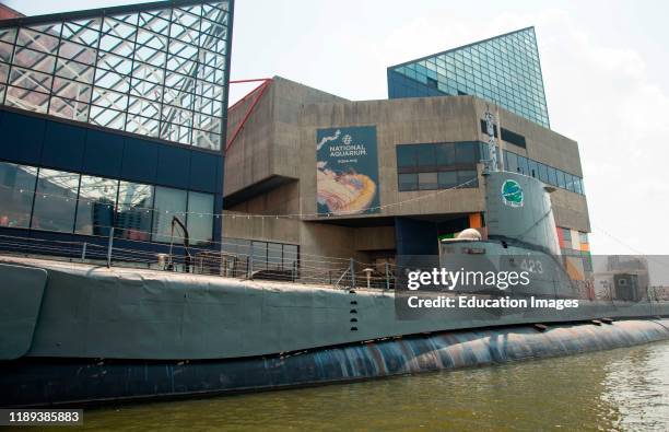 World War II submarine on display at National Aquarium, Baltimore, Maryland.