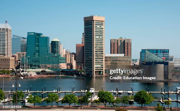 Baltimore, Maryland Inner Harbor skyline.
