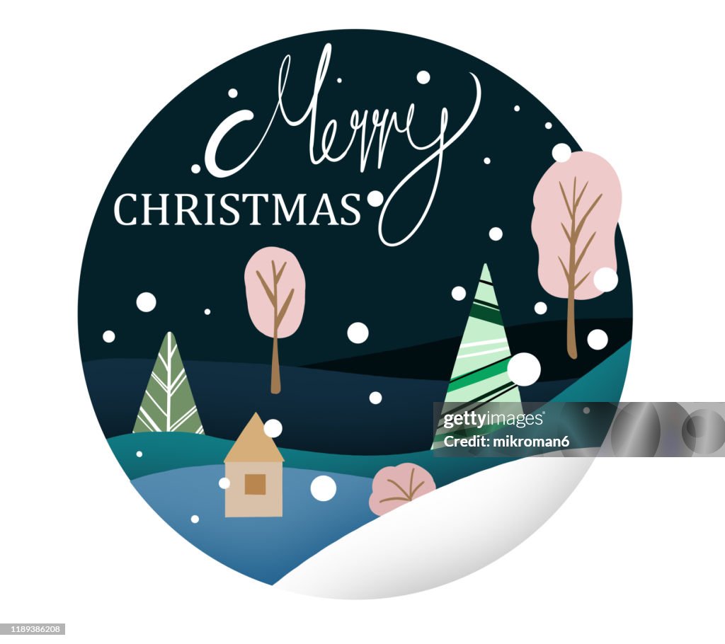 Christmas illustration of Christmas scene - christmas card
