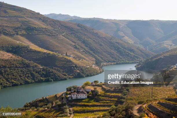 Douro River with river cruise boat near Pinhao, Douro River Valley, Portugal.