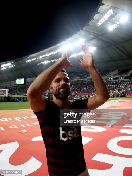 Diego Ribas of CR Flamengo celebrates for the victory ,after the Match CR Flamengo and Al Hilal SFC ,at Khalifa International Stadium on December 17,...