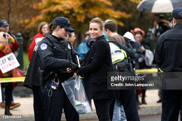 Piper Perabo demonstrates near the US Capitol during "Fire Drill Friday" climate change protest on November 22, 2019 in Washington, DC. Protesters...