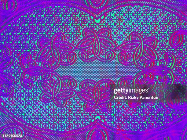 close-up of traditional table cloth on infrared style - mandalas india stockfoto's en -beelden