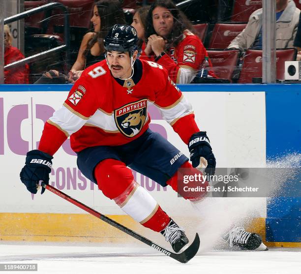 Brian Boyle of the Florida Panthers skates for position against the Anaheim Ducks at the BB&T Center on November 21, 2019 in Sunrise, Florida.