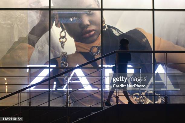 Zara logo seen outside the Galeria Krakowska shoping mall. On Monday, December 17 in Krakow, Poland.
