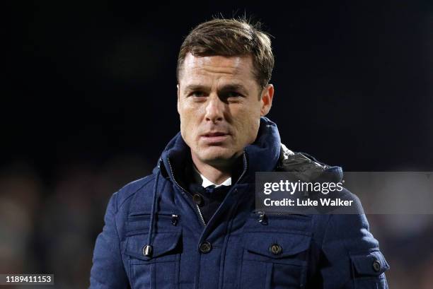 Fulham FC Manager Scott Parker walks onto the pitch during the Sky Bet Championship match between Fulham and Queens Park Rangers at Craven Cottage on...