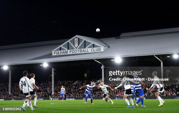 General view of the match during the Sky Bet Championship match between Fulham and Queens Park Rangers at Craven Cottage on November 22, 2019 in...