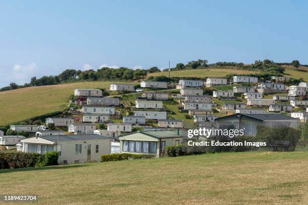 Beer, Seaton, Devon, England, Caravan park at Beer Head on high ground above the seaside resort of Beer.