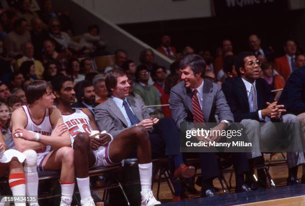 Virgina coach Terry Holland on bench during game vs Duke at University Hall. Charlottesville, VA 1/31/1981 CREDIT: Manny Millan