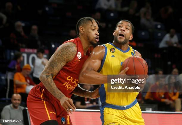 Greg Whittington of Galatasaray Doga Sigorta and Josh Bostic of Arka Gdynia in action during ULEB EuroCup match between Galatasaray Doga Sigorta and...