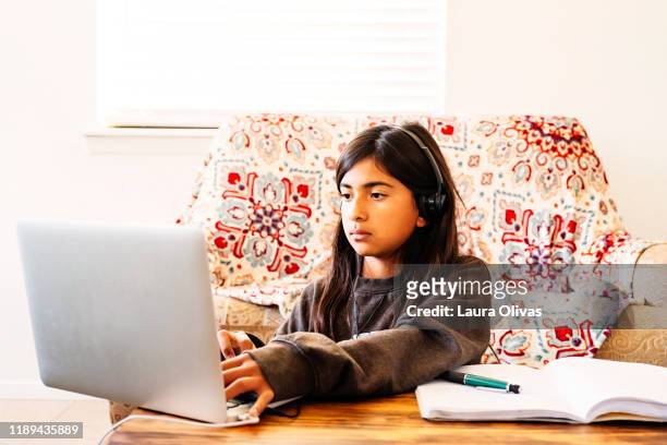 Girl Doing Her Homework on Computer