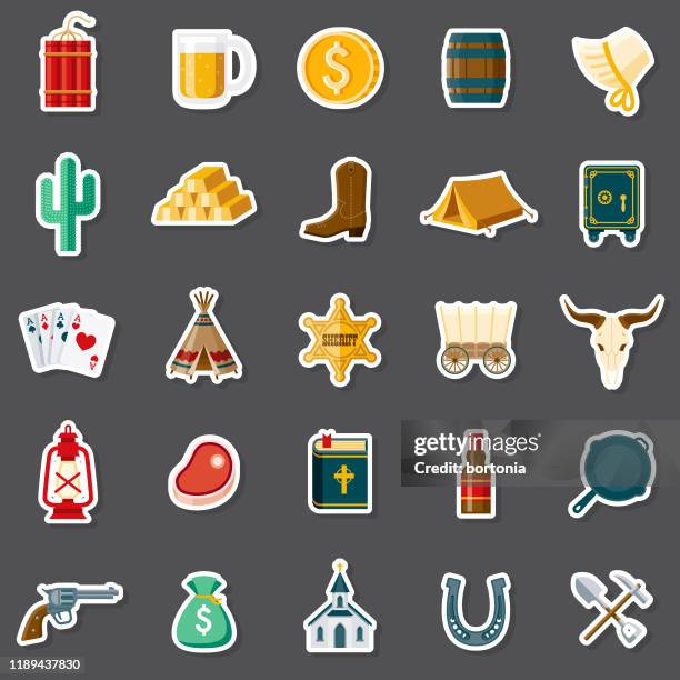 wild west aufkleber set - animal bone stock-grafiken, -clipart, -cartoons und -symbole