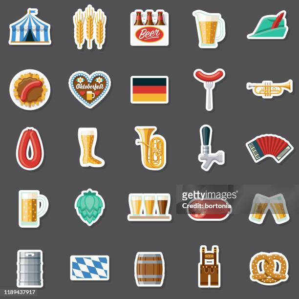 ilustrações de stock, clip art, desenhos animados e ícones de beer fest sticker set - barrilete