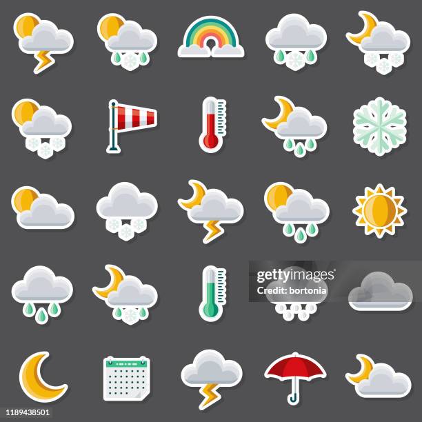 weather sticker set - lunar rainbow stock illustrations