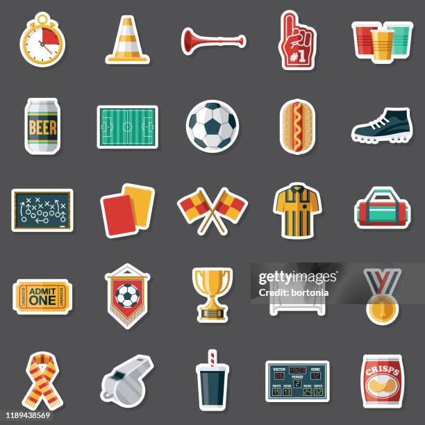 fußball (fußball) sticker set - sticker stock-grafiken, -clipart, -cartoons und -symbole